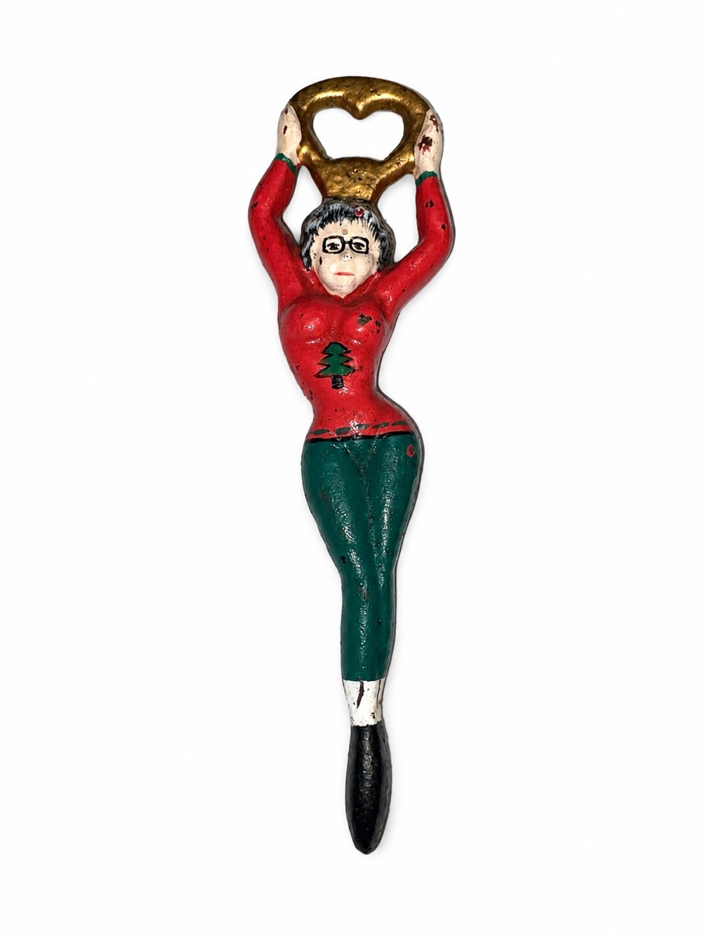 vintage cast iron figural bottle opener sexy grandma